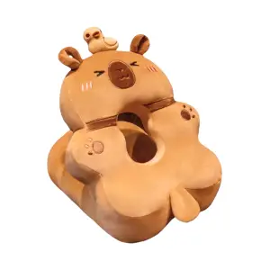 Perna din Spuma pentru Birou si Calatorii, Model Capybara, Umplutura Bumbac, Suport Cap, 30x35x30 cm, Portocaliu