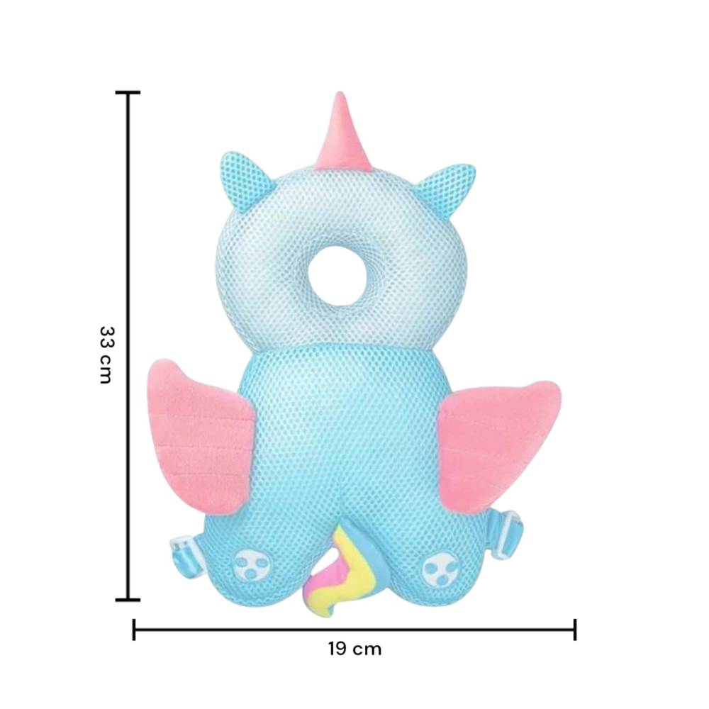 Perna Tip Rucsac pentru Protectia Capului pentru Bebelusi, Tip Unicorn, Albastru, Plasa