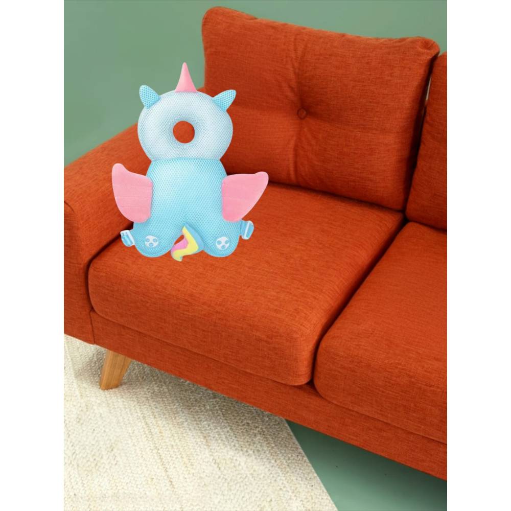 Perna Tip Rucsac pentru Protectia Capului pentru Bebelusi, Tip Unicorn, Albastru, Plasa