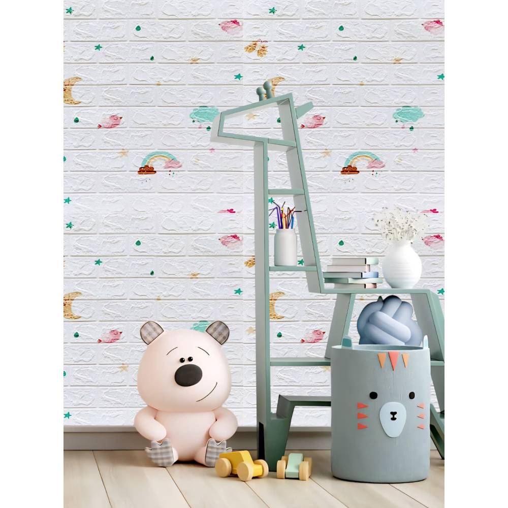 Tapet 3D autoadeziv, 70x77cm, Model Curcubeu, Alb, 10buc/set Tapet 3D autoadeziv, 70x77cm, Model Curcubeu, Alb, 10buc/set