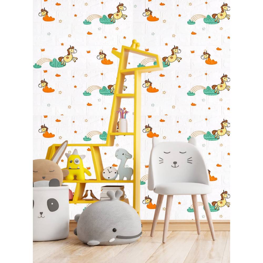 Tapet 3D autoadeziv, 70x77cm, Model Unicorni, Alb, 10buc/set Tapet 3D autoadeziv, 70x77cm, Model Unicorni, Alb, 10buc/set