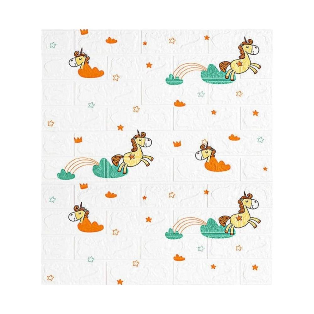 Tapet 3D autoadeziv, 70x77cm, Model Unicorni, Alb, 10buc/set Tapet 3D autoadeziv, 70x77cm, Model Unicorni, Alb, 10buc/set
