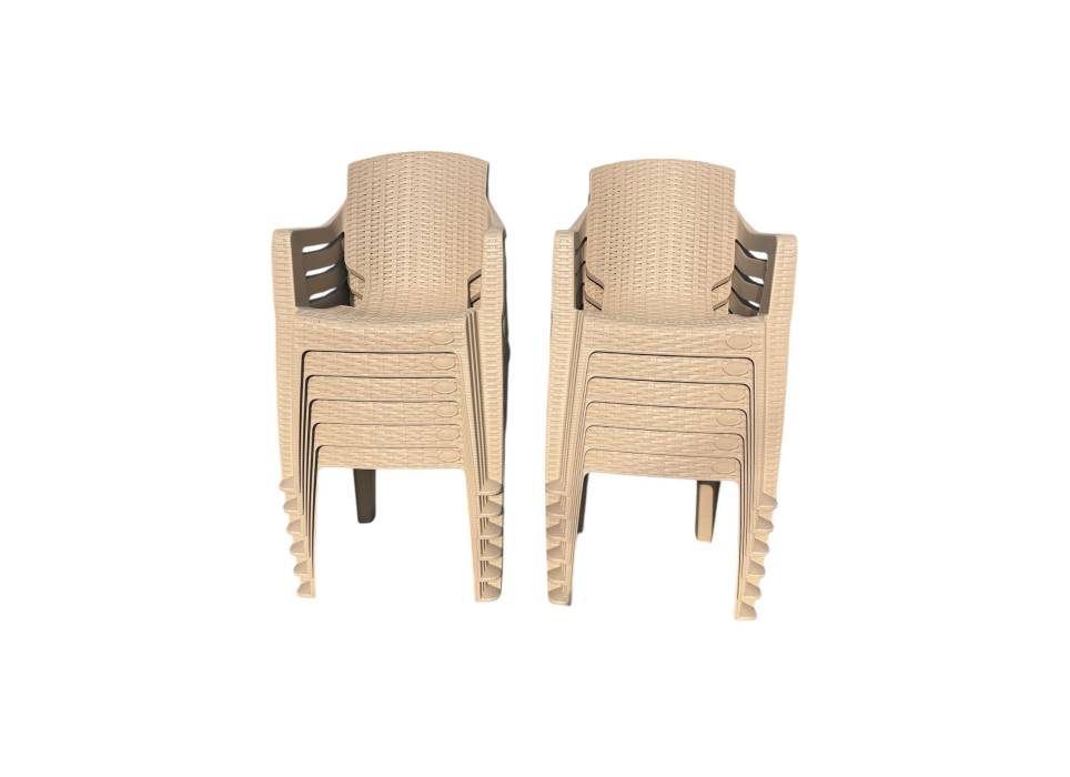 Scaun gradina Crem, plastic tip ratan 61x60x81cm, set 12 bucati  Scaun gradina Crem, plastic tip ratan 61x60x81cm, set 12 bucati