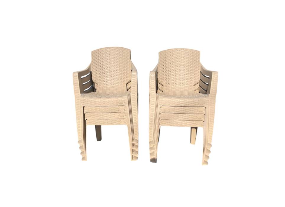 Scaun gradina Crem, plastic tip ratan 61x60x81cm, set 8 bucati Scaun gradina Crem, plastic tip ratan 61x60x81cm, set 8 bucati