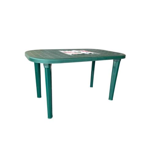Masa fixa pentru gradina, plastic, ovala, verde, 6 persoane, 135 x 80 x 75 cm