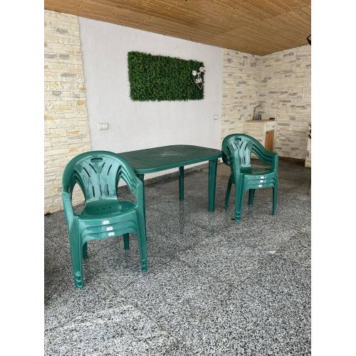 Masa fixa pentru gradina, ovala cu 6 scaune