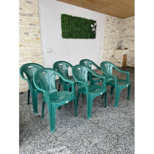Scaun gradina verde, plastic, set 6 bucati  Scaun gradina verde, plastic, set 6 bucati