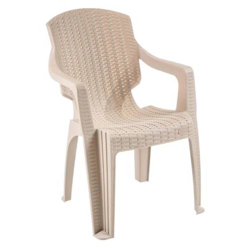 Scaun gradina crem, plastic tip ratan, set 6 bucati  Scaun gradina crem, plastic tip ratan, set 6 bucati
