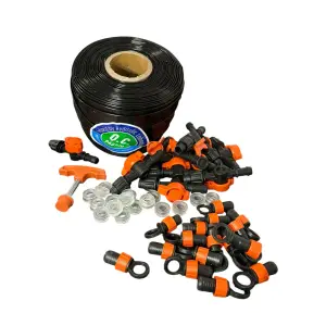 Kit irigare banda picurare 20cm/100m, 2.2l/h cu 31 accesorii