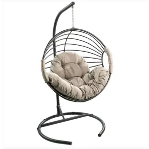 Fotoliu suspendat de gradina / Scaun (balansoar) metalic cu perne