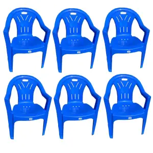 Scaun gradina albastru, plastic, set 6 bucati