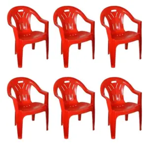 Scaun gradina rosu, plastic, set 6 bucati