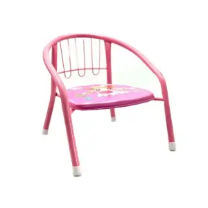 Scaun copil metalic cu sezut din burete, roz