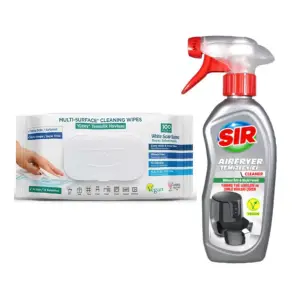 Pachet servetele umede multisuprafete cu Bicarbonat si otet + Solutie curatare Sir Air Fryer 250ml