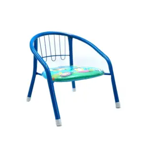 Scaun copil metalic cu sezut din burete, albastru