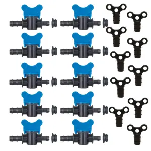 KIT Irigare 10x Robinet cu garnitura 16mm, Poelsan + dop picurare x 10 buc