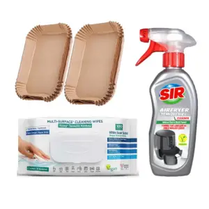 Pachet servetele umede cu Bicarbonat si otet + Solutie curatare Sir Air Fryer 250ml + Hartie copt Air Fryer 