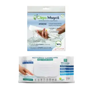 Pachet curatenie -Carpa magica + Servetele umede multisuprafete cu Bicarbonat si otet