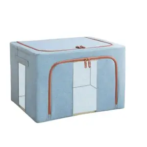 Cutie depozitare 100L cu fermoar, Blue, doua ferestre