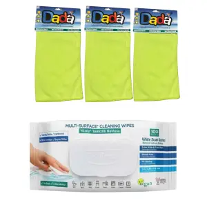Laveta microfibra Dada si servetele umede multisuprafete cu bicarbonat si otet