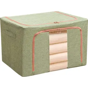 Cutie depozitare 24L cu fermoar, verde cu o fereastra