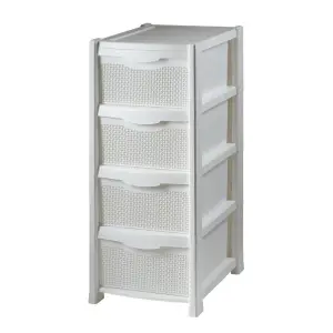 Dulap plastic depozitare, 4 sertare alb perlat, 40 x 48 x 90 cm CRL