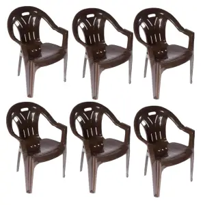 Scaun gradina maro, plastic, set 6 bucati