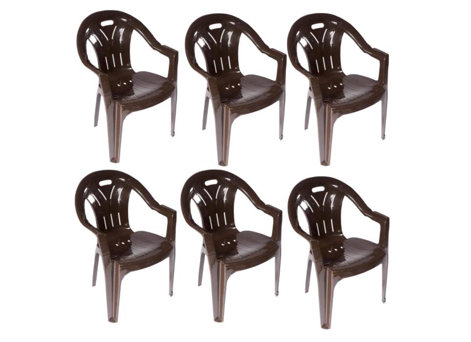 Scaun gradina maro, plastic, set 6 bucati  Scaun gradina maro, plastic, set 6 bucati