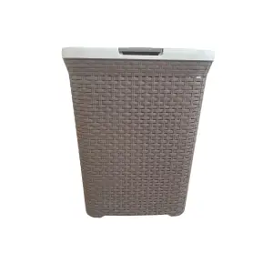 Cos de rufe, plastic ratan, 65 L, Bej 51x46x34cm