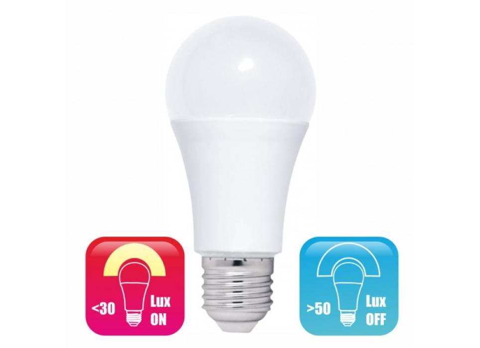 Bec LED cu Fotocelula, model glob A60, 9W=85W, 6400k, lumina rece Bec LED cu Fotocelula, model glob A60, 9W=85W, 6400k, lumina rece