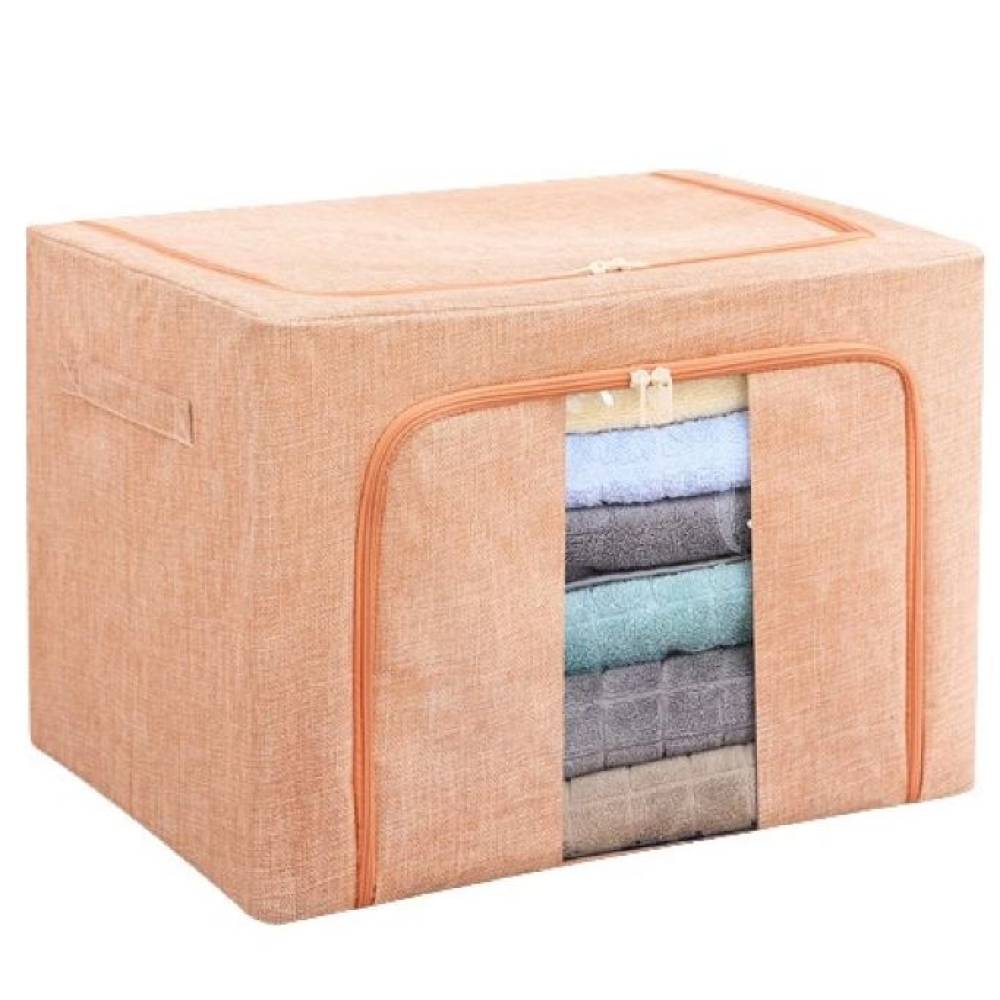 Cutie depozitare 100L cu fermoar, Roz pudra, o fereastra Cutie depozitare 100L cu fermoar, Roz pudra, o fereastra