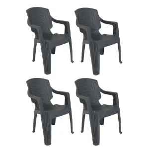 Scaun pentru gradina Ratan INFINITY, Gri, SET 4 Buc