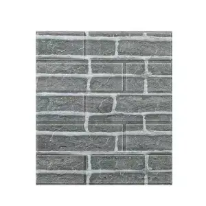 Tapet 3D autoadeziv, model caramida, gri, 35x38cm, 10buc/set