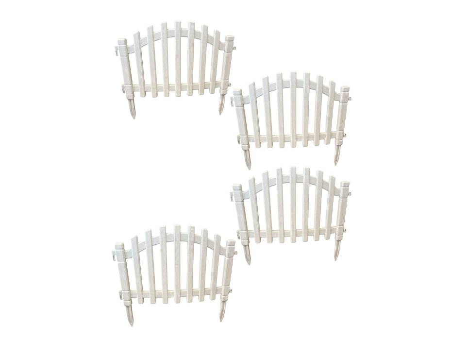 Gard decorativ din plastic pentru flori Alb, 56x40x2.5cm, 4buc/set