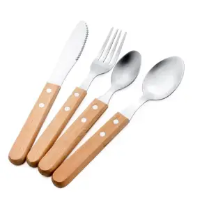 Tacamuri pentru masa cu maner din lemn de fag Gri, 4 buc/Set