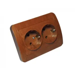 Priza dubla Mahon cu Contact de protectie - montaj incastrat