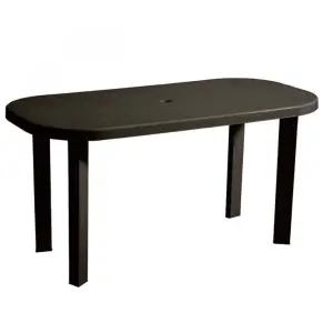 Masa fixa pentru gradina, ovala, maro, 6 persoane, 135 x 80 x 75 cm