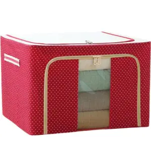 Cutie depozitare 100L cu fermoar, Rosu cu buline