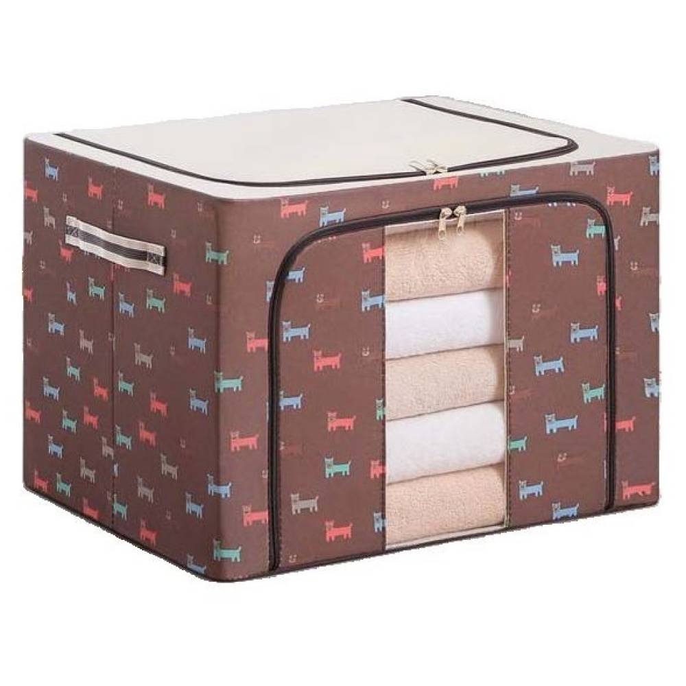 Cutie depozitare imprimeu catelus 100L cu fermoar, Maro Cutie depozitare imprimeu catelus 100L cu fermoar, Maro