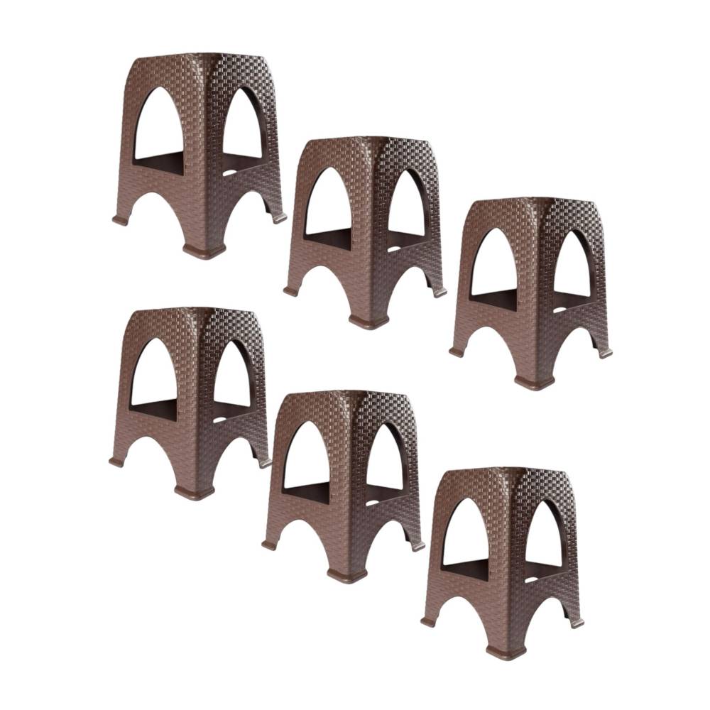 Taburet ratan / Scaun din plastic, maro 45cm, Sterk, 6 buc/set Taburet ratan / Scaun din plastic, maro 45cm, Sterk, 6 buc/set