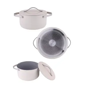 Oala cu capac din ceramica 20cm Crem, 2l