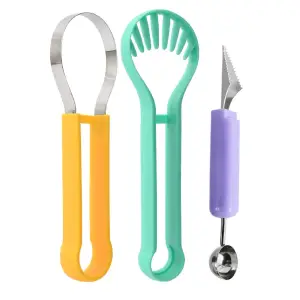 Ustensila pentru taiat si decorat fructe, Inox, multicolor 4 in 1