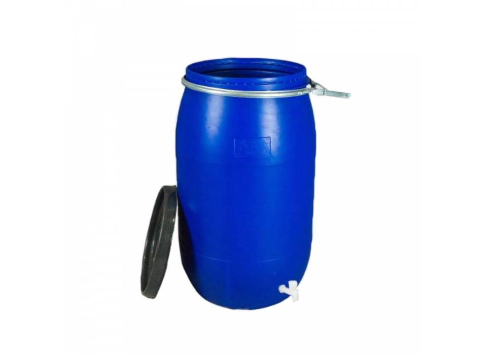 Butoi / Bidon 120 L cu cerc metalic si robinet, plastic