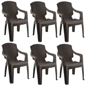 Scaun gradina wenge, plastic tip ratan, set 6 bucati