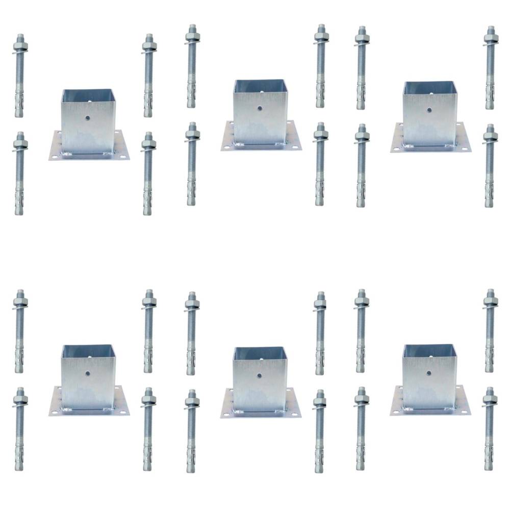 Suport fixare stalp 100x100mm, tip pahar x 6buc + Conexpand cu camasa tip M10x80mm (24buc) Suport fixare stalp 100x100mm, tip pahar x 6buc + Conexpand cu camasa tip M10x80mm (24buc)