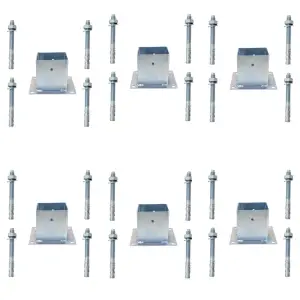 Suport fixare stalp 100x100mm, tip pahar x 6buc + Conexpand cu camasa tip M10x80mm (24buc)