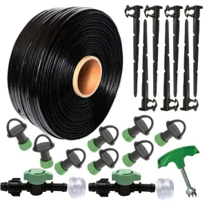 Kit irigare banda picurare 20cm/100m, 2.2l/h cu 76 accesorii