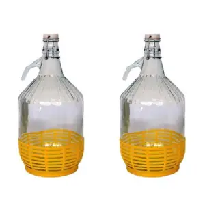 Damigeana 5L din sticla, Dop cu sarma, Inchidere ermetica x 2