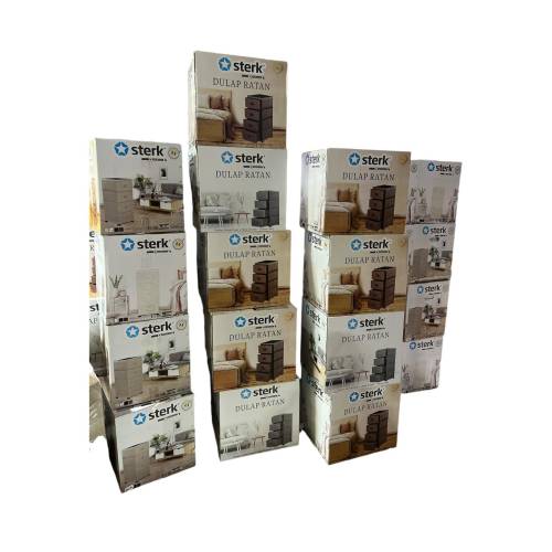 Dulap din plastic depozitare tip ratan alb cu 4 sertare 47x38x92