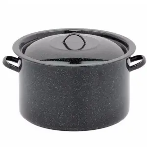 Semioala Emailata cu capac 10 L neagra, 28 cm